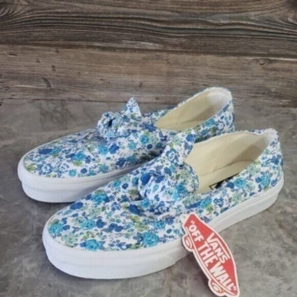 New Vans Womens Authentic Knot Ditsy Floral Blue Slip On Shoes Size 7.5 Feminine - Picture 6 of 9